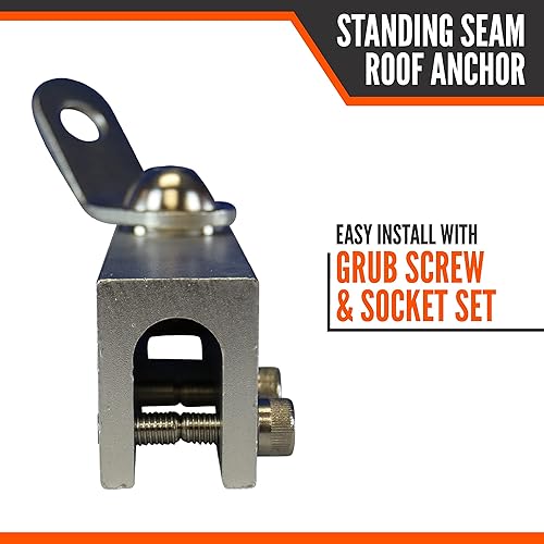 Miniatura 6 de Malta Dynamics Anclaje de techo de protección contra caídas abrazadera de techo de acero inoxidable con giro de 360, sistema de detención de caídas