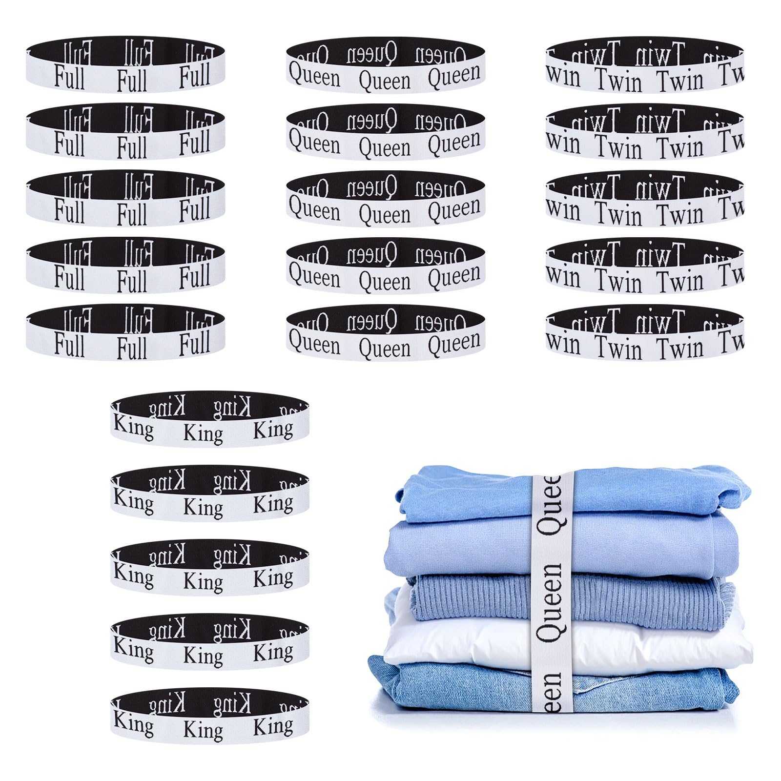 20PCS Bed Sheet Organizer Bands, Storage Labels and Sheet Keepers for Linen Closet - Elastic Bedding Straps for Foldable Bedsheet, Pillow Case, Duvet