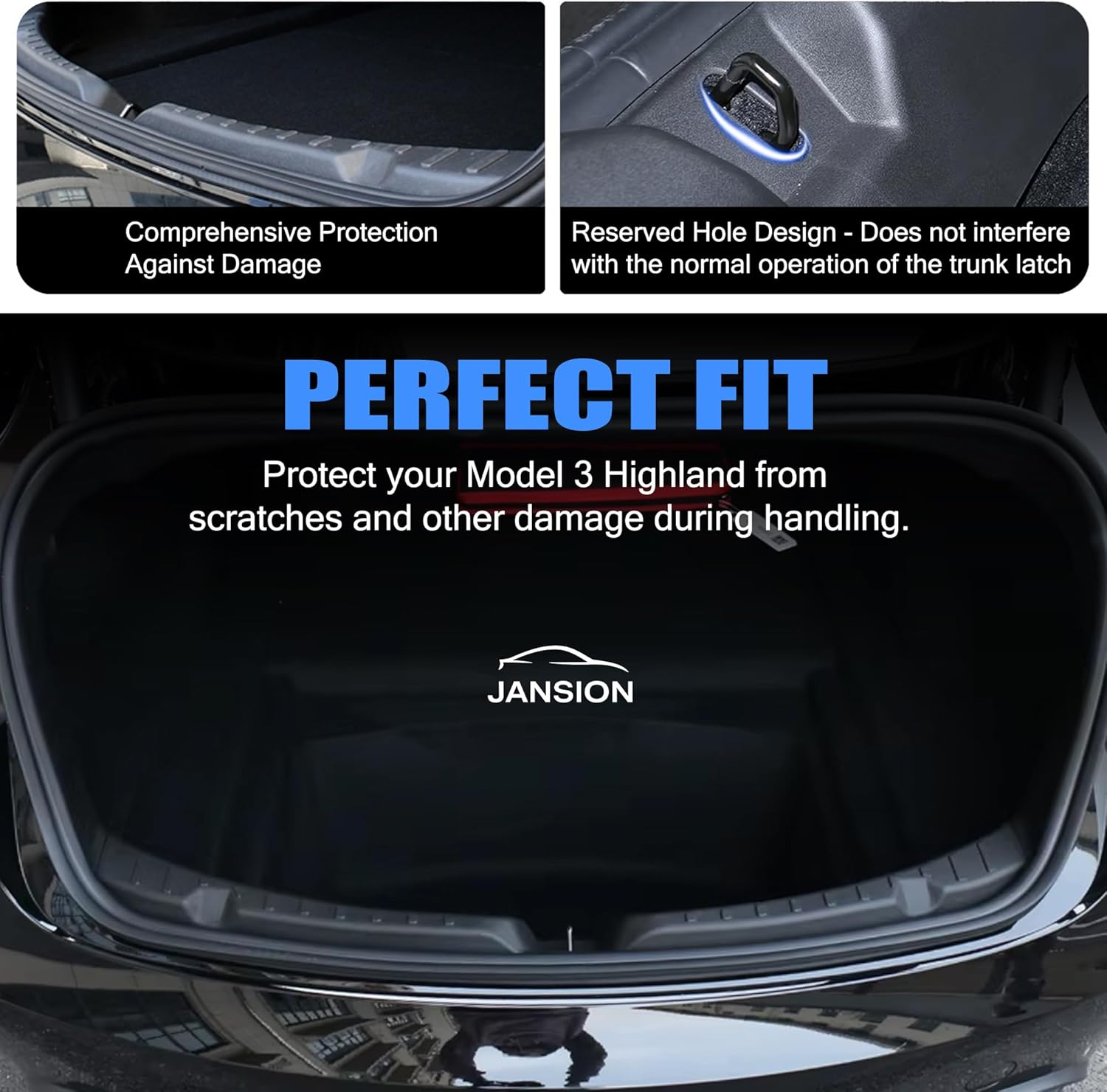 Rear Bumper Protector for 2024-2025 Tesla Model 3 Highland Boot Sill Protector Cover TPE Rear Bumper Protector Model 3 Highland Interior Accessories - Black