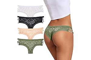 Women's Sexy Lace Criss Cross Cheeky Panties (Pack of 4)