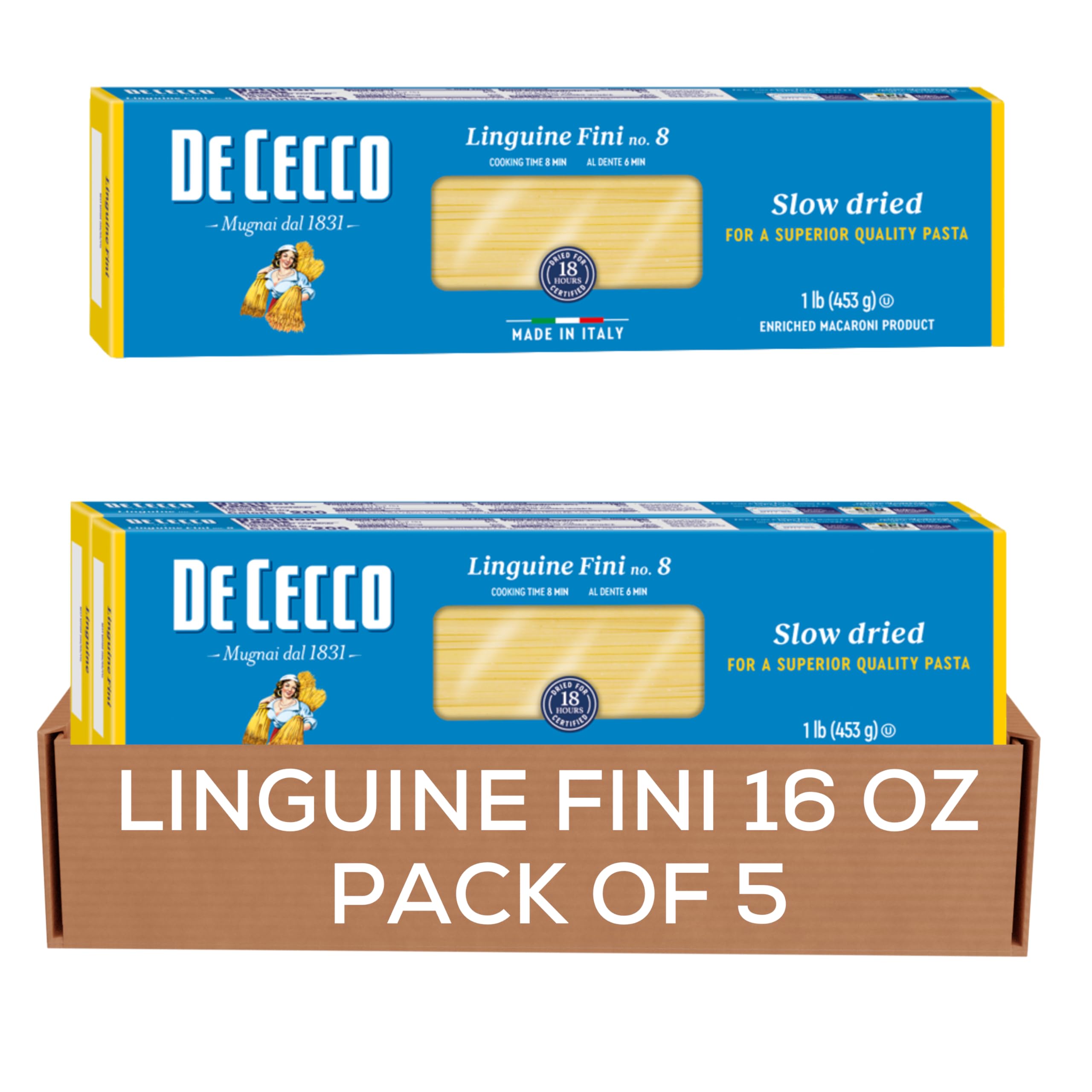 De Cecco Pasta, Linguine Fini, 16 Oz, Pack of 5