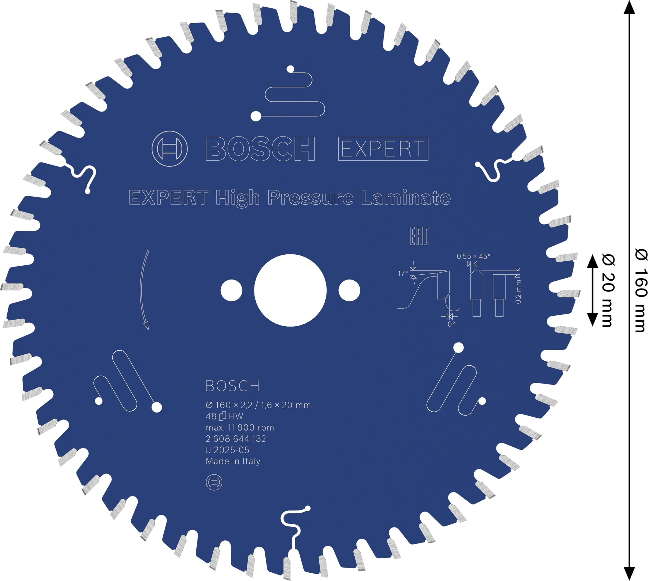 Bosch Profesional 2608644132 - Disco de sierra circular CSB Expert HighPressureLamin.: 160x20x48D