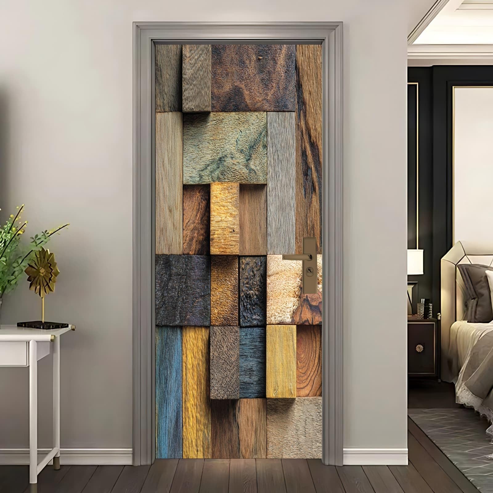 Art décoratif intérieur avec sticker autocollant porte 95x205