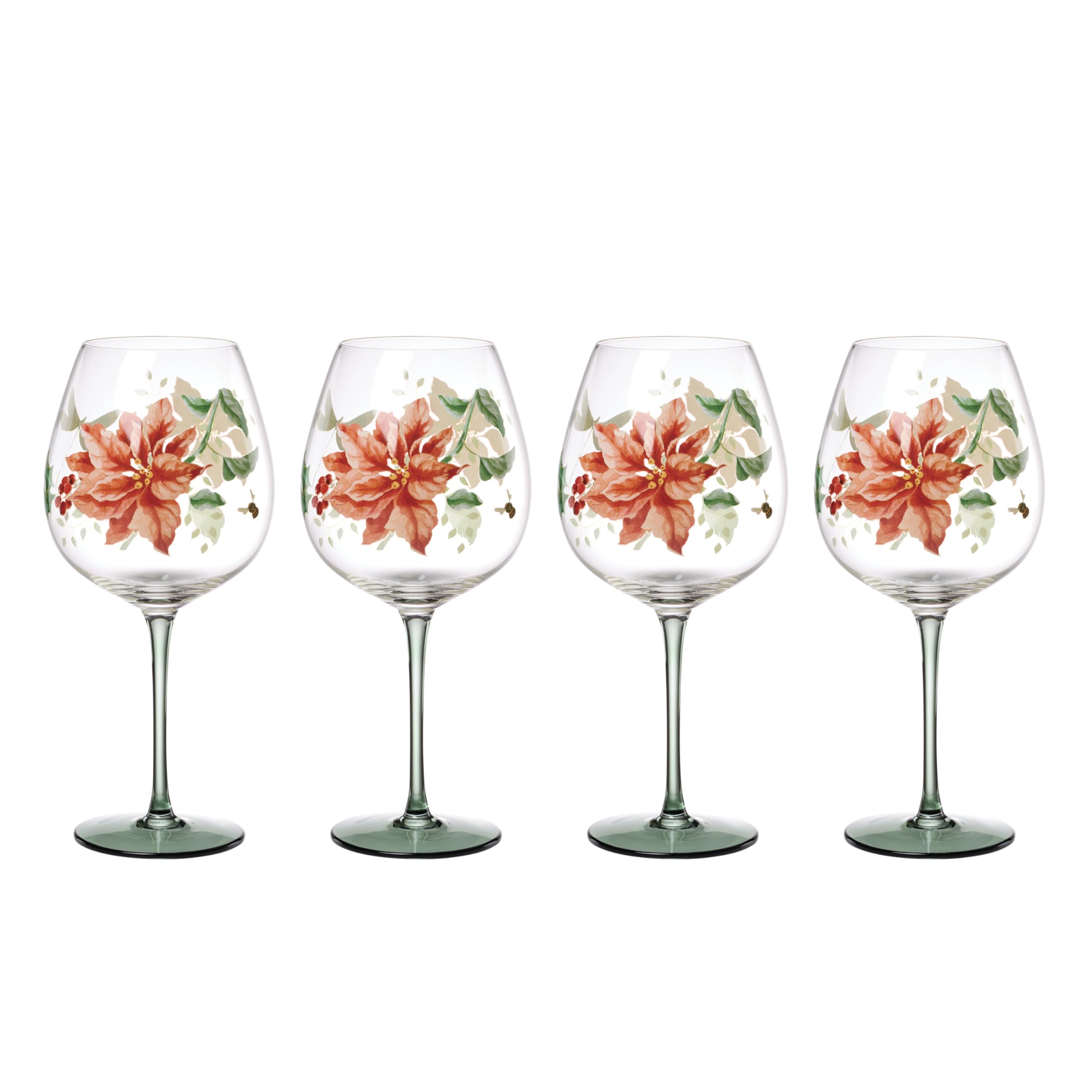 Lenox Glassware, Butterfly Meadow Balloon Weingläser, 4er-Set, 750 ml Fassungsvermögen, aus Glas, spülmaschinenfest, Trinkgläser-Set, Cocktailglas, Haus und Küche (transparent, 4 Stück)