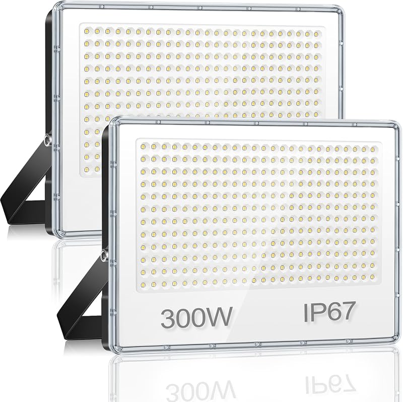 YIQIBRO 300W LED Kültéri Reflektor 2db, 30000 lm, IP67 Vízálló, Hideg Fehér