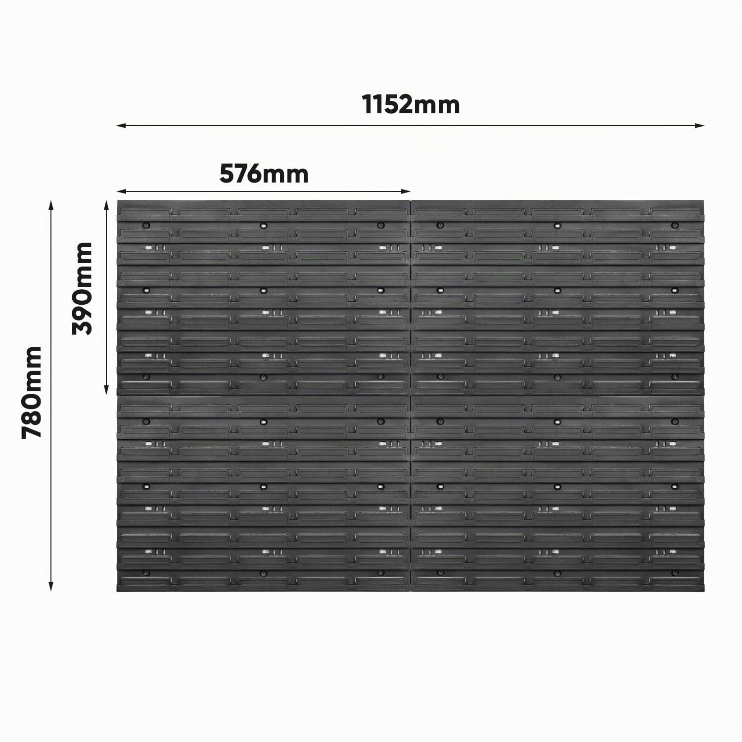 Cassetta degli attrezzi impilabile 1152 x 780 mm Set di supporti per attrezzi e 34 pezzi Scaffale da parete per officina mensola forata scaffalatura per magazzini scatole di stoccaggio (rosso nero)