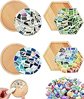 AHZier 4 Sets DIY Mosaic Kits for Adults - Laser Style Wooden Coasters with Glass Tiles, Complete Craft Kit for Home Decor Gifts