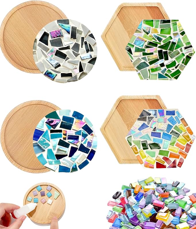 Kids Mosaic Coaster Kit – 4-Pack, Non-Toxic Crafts Ages 6-12