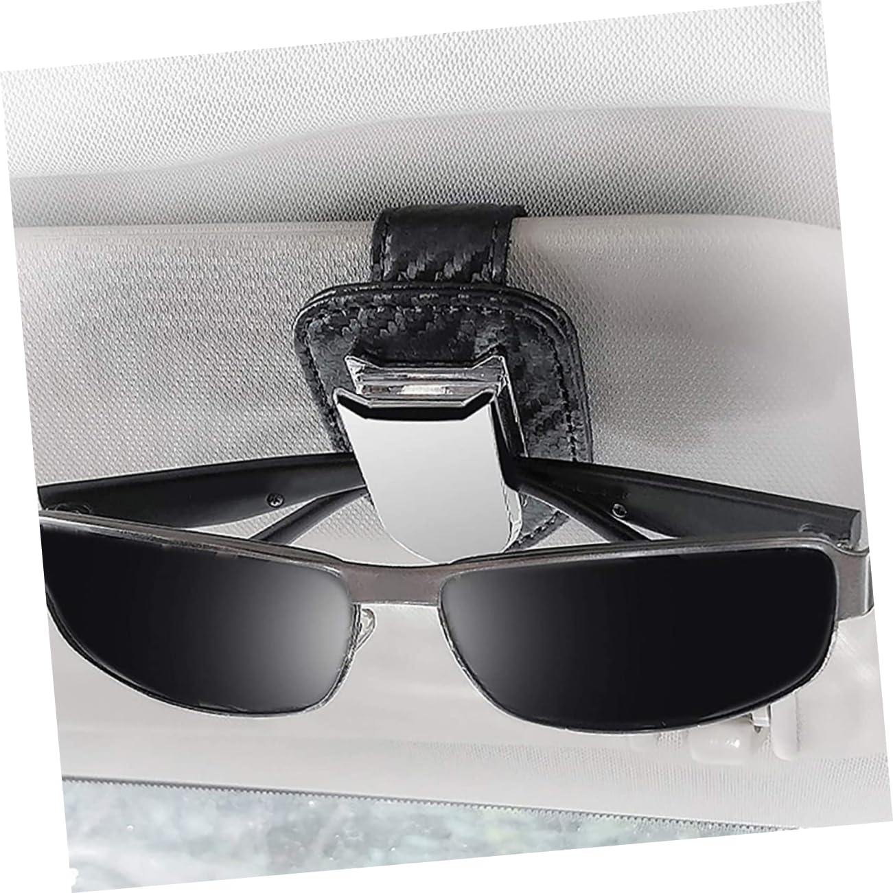 3stücke Car Glasses Holder Pu Carbonfaser Brillenclip Für Auto Sonnenblende Installieren rutschfest Schützt Brillen Vor Kratzern Und Verlust