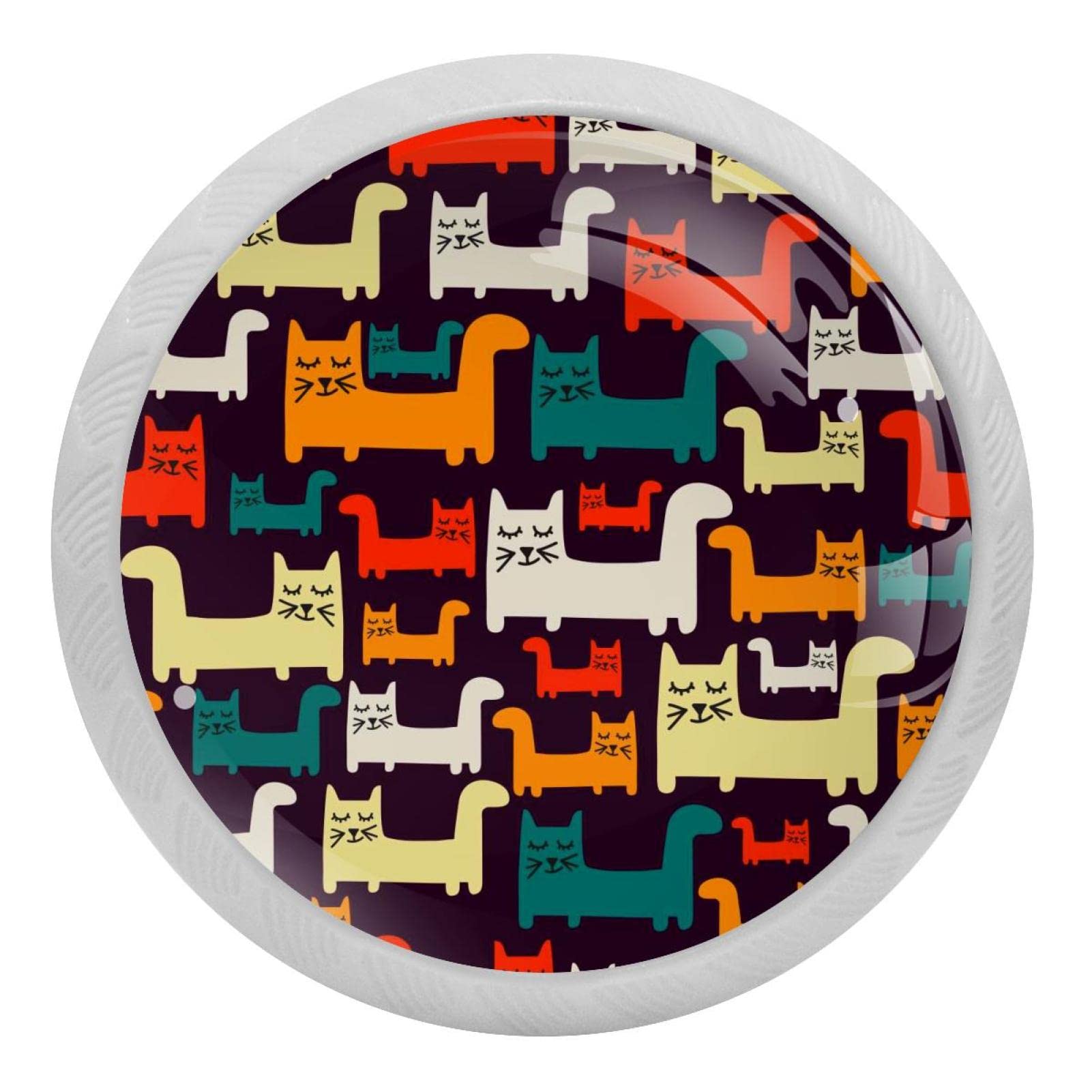 Poignées de tiroir chats colorés 3,5 cm (lot de 4) boutons de placard cuisine fluorescents