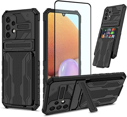 Miniatura 8 de Funda para teléfono Galaxy A32 4GSamsung A32 4G SM-A325F con protector de pantalla, cartera desmontable, soporte para tarjeta de crédito integrado,