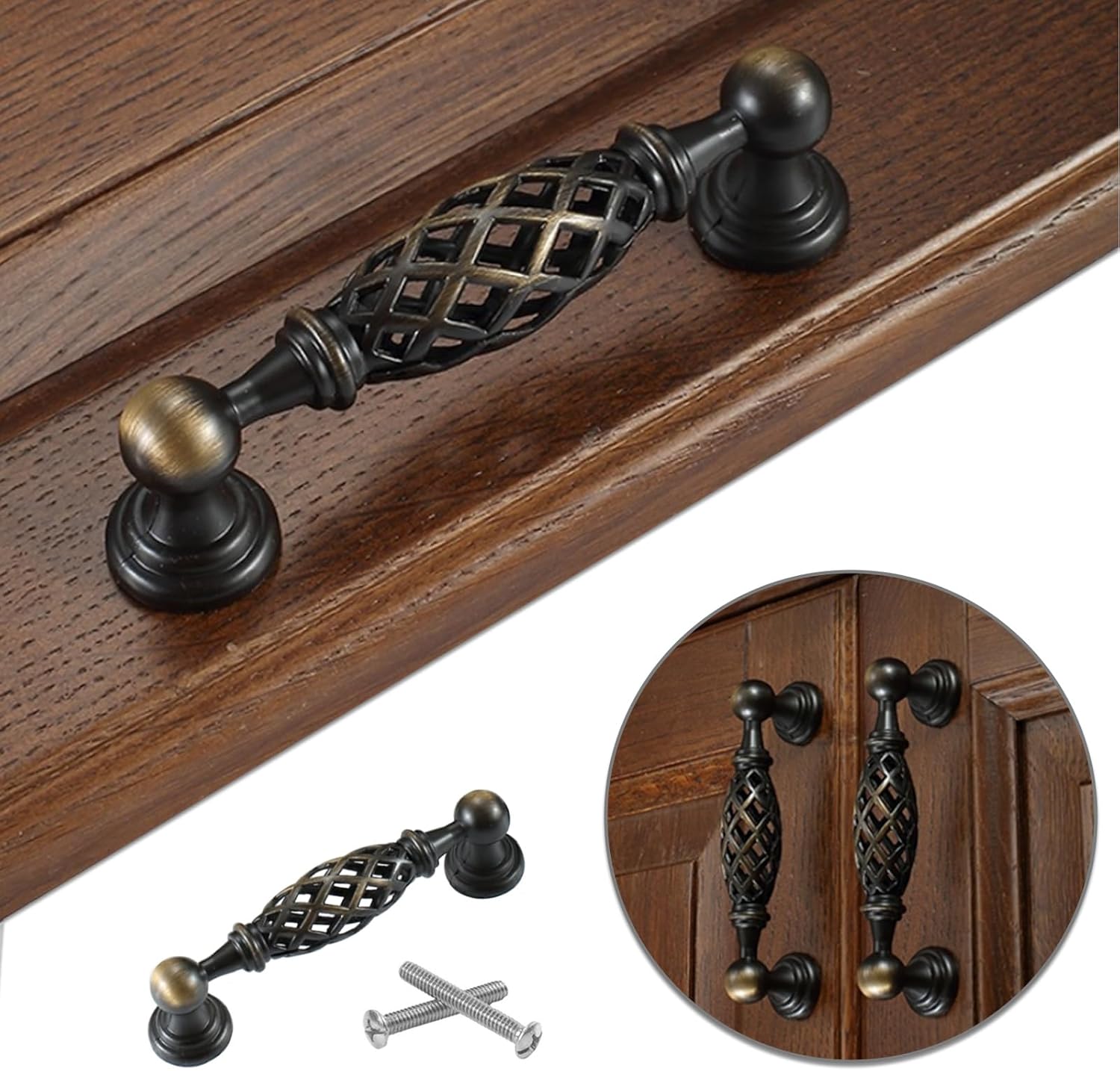 Vintage Furniture Handle 2 Piece Kitchen Cabinet Pulls Cabinet Hardware Door Handle Drawer Handle for Drawer Door Cabinets with Screws Distance from 96mm