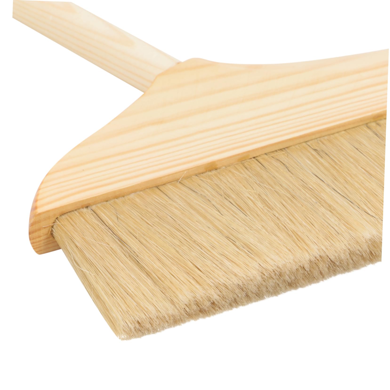 Escoba y Recogedor de Madera Cerdas Suaves, Mango Largo y Resistente al Desgaste, Adecuado para Limpieza del Hogar, Garajes y Exteriores