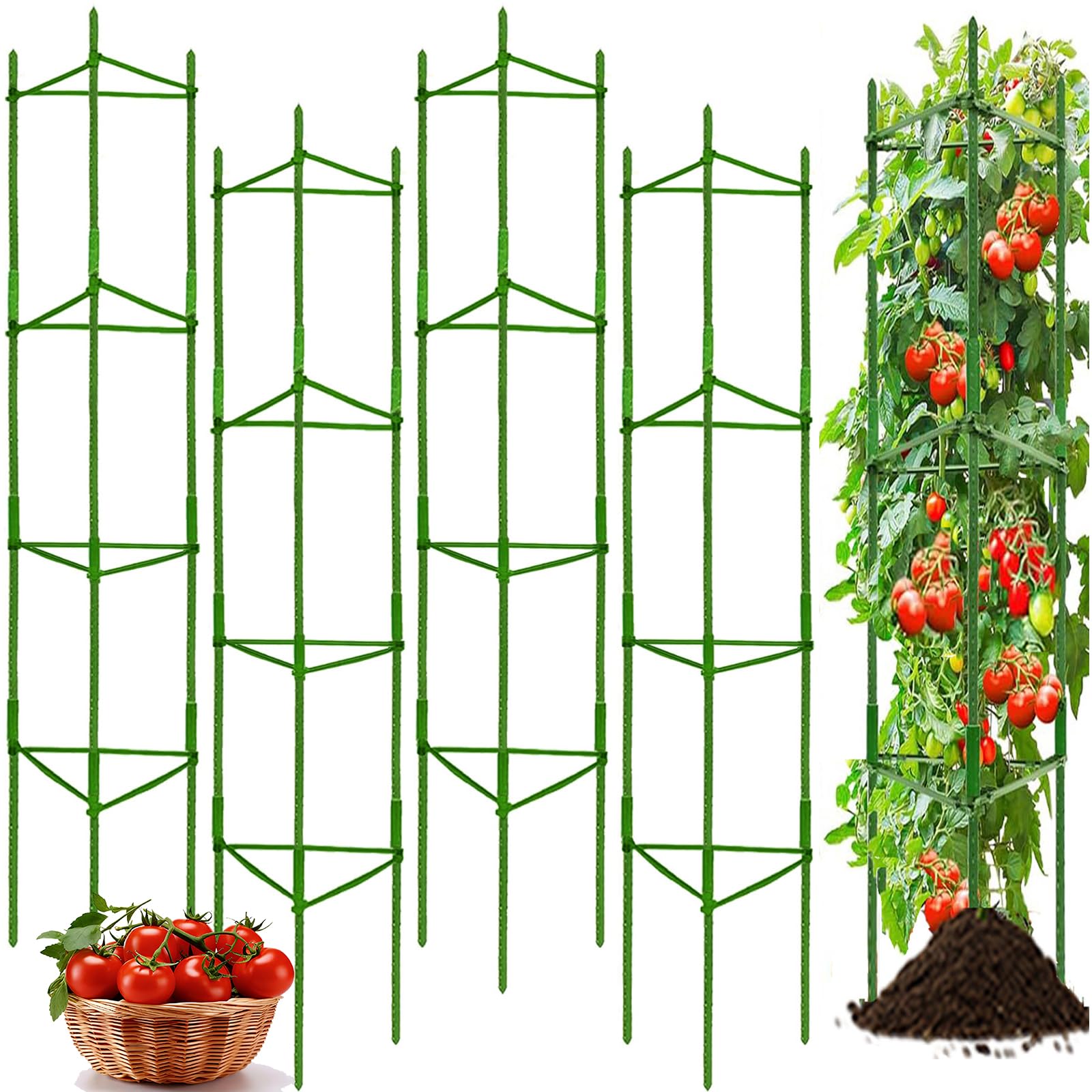 View 2 of ***08/01 SOLD FOR PARTS // FINAL SALE ***Moirsunt 66Inch Tall Tomato Cage for Garden, 4Pack Plant Support Heavy-Duty Garden Stakes, Tomato Trellis for Potted Plants, Height Adjustable Tomato Cage Trellis for Climbing Plants Flowers