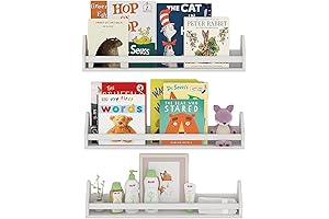 Nursery Décor Wall Shelves – 3 Shelf Set – White Long Crown...