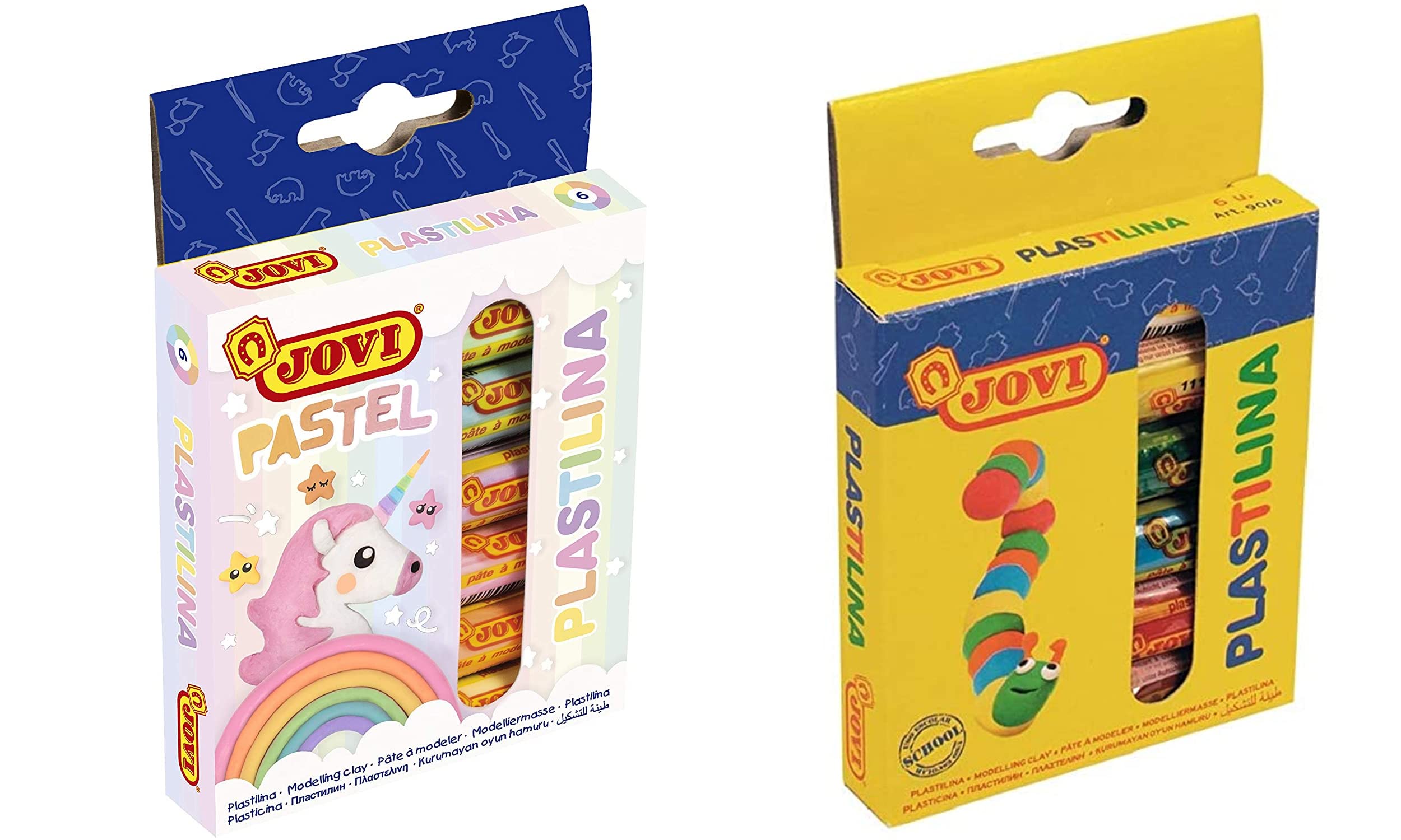 Jovi Plastilina Modelling Clay - 6 Pastel & 6 Basic Colours Non-Drying Clay of 15 Grams Each Art & Craft Fine Motor Skills Moulding Project Work with Dough