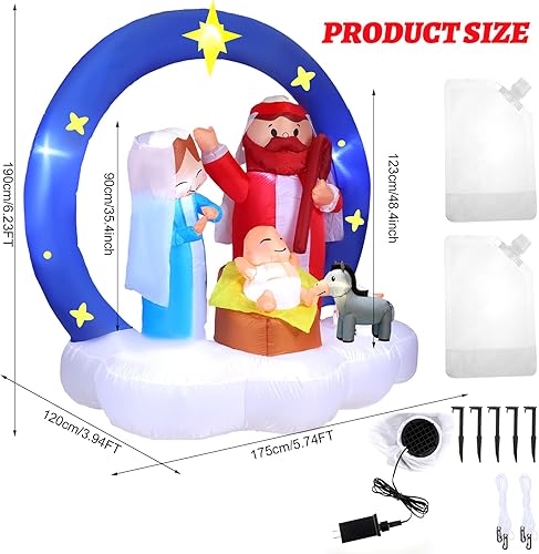 Miniatura 3 de 6 ft Christmas Nativity Scene Decoration Centerpiece for Garden, Yard, Lawn and Home - Rustic Xmas Decor