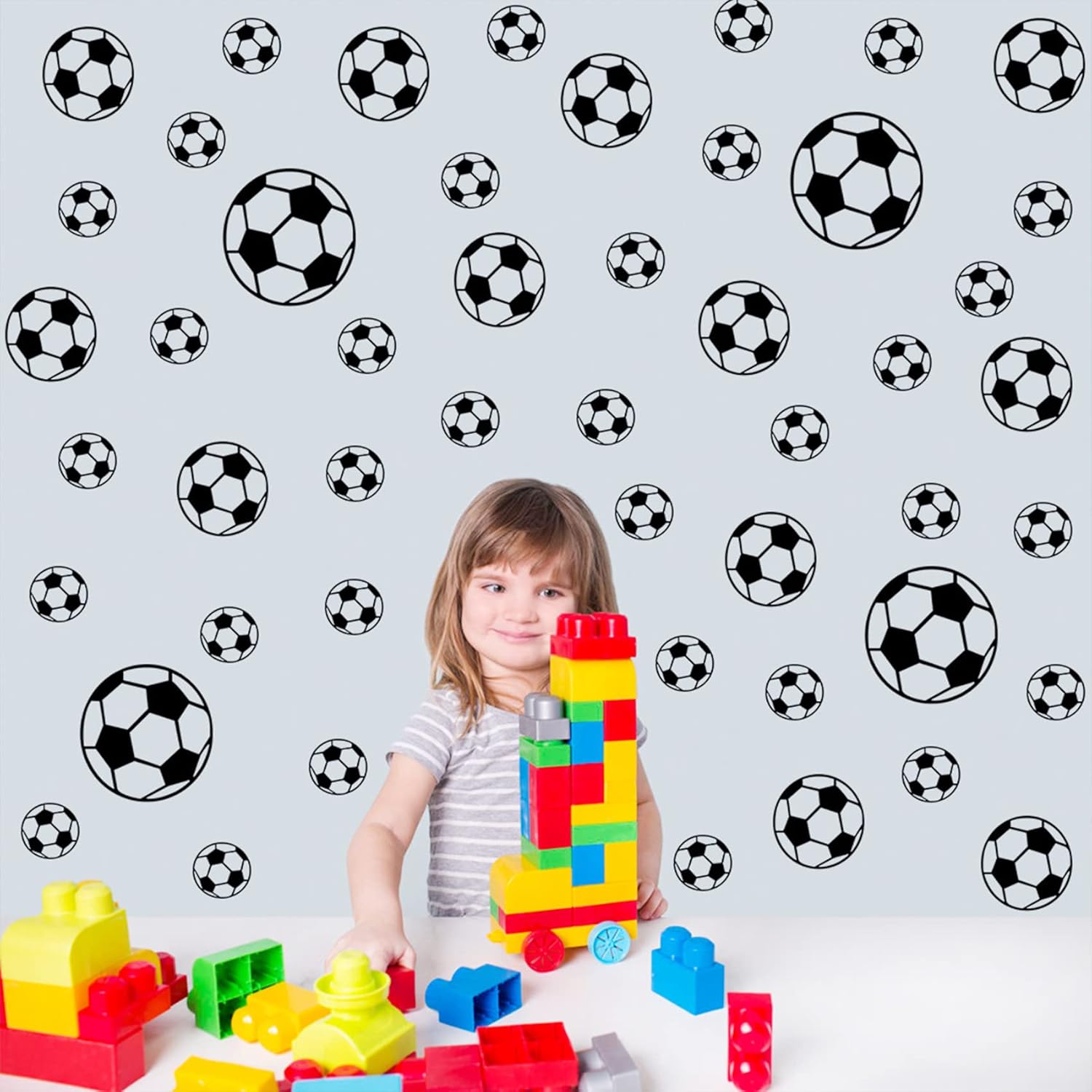 52 Pcs Soccer Stickers, Easy to Peel and Stick Soccer Balls Wall Stickers, Wall Art DIY Football Decor Decals for Kids Room, Boys Teen Girl Bedroom Playroom Living Room Window Door Decoration