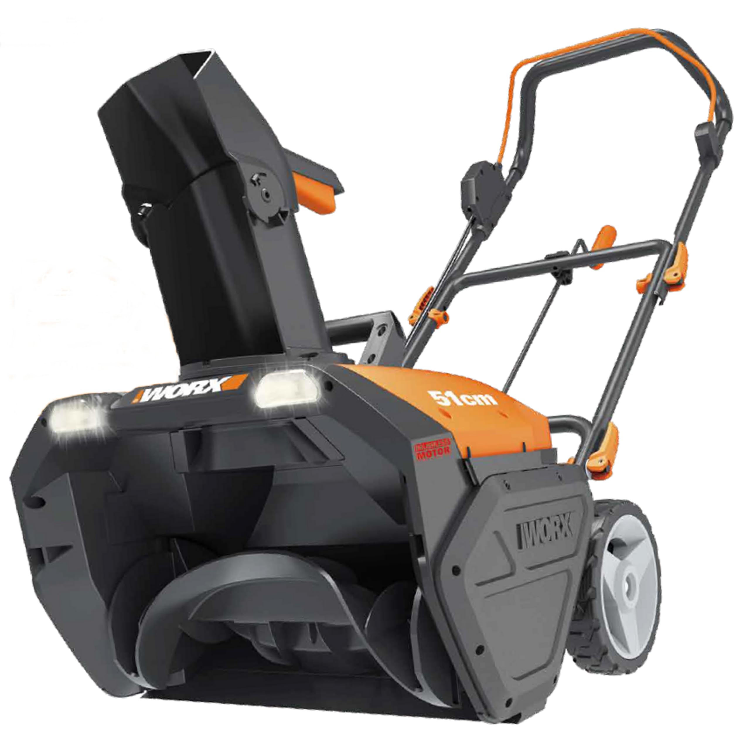 WORX WG471E Nitro Akku-Schneefräse 40V – Brushless Motor – 51cm Arbeitsbreite – bis zu 25cm Schneehöhe geeignet - 180° drehbare Auswurfkanal – 6m Wurfweite – LED-Licht – inkl. 2x4Ah Akkus & Ladegerät