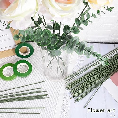 Miniatura 4 de Paquete de 60 tallos florales de alambre para flores de papel calibre 2 tallos de flores para proyectos de ganchillo de 16 pulgadas, manualidades