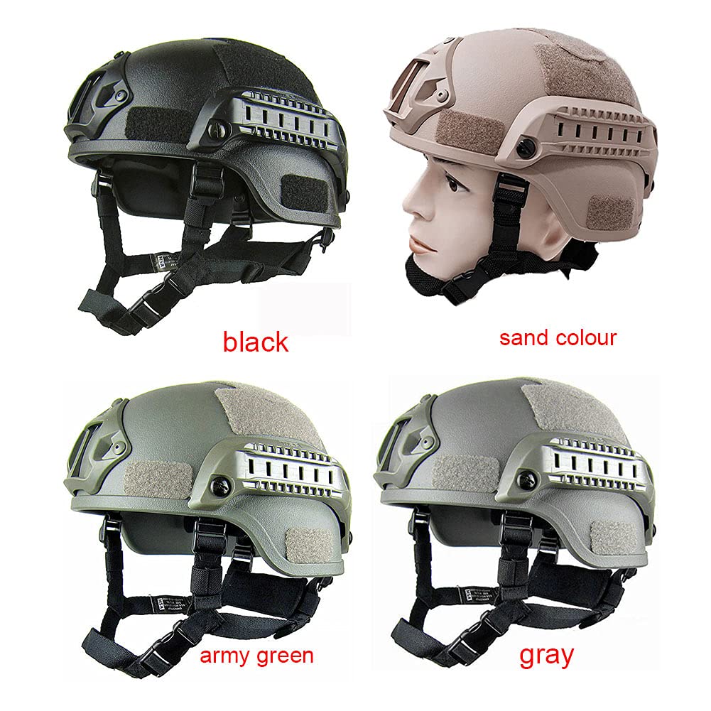 MICH2000 Stil Taktischer Helm, Leichtbau Taktische Helm, Sicherheit Taktischer Version Helm mit LVN Halterung & Seite Schienen, Militär-Stil Schutzhelm für Airsoft Paintball Taktisch Militär (Schwarz)