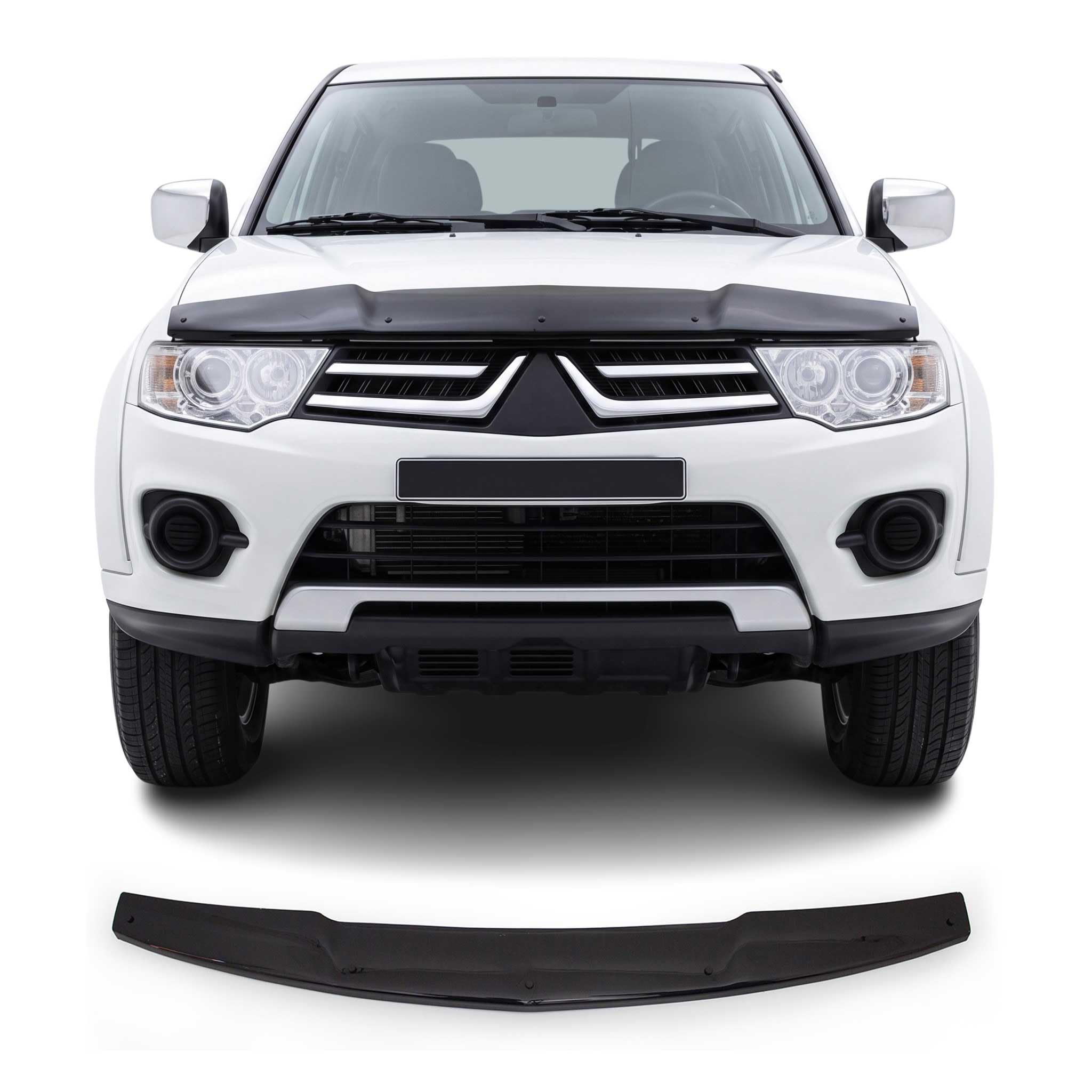 OMAC Motorhaube Deflektor Insektenschutz kompatibel mit Mitsubishi L200 2006-2015 Dunkel