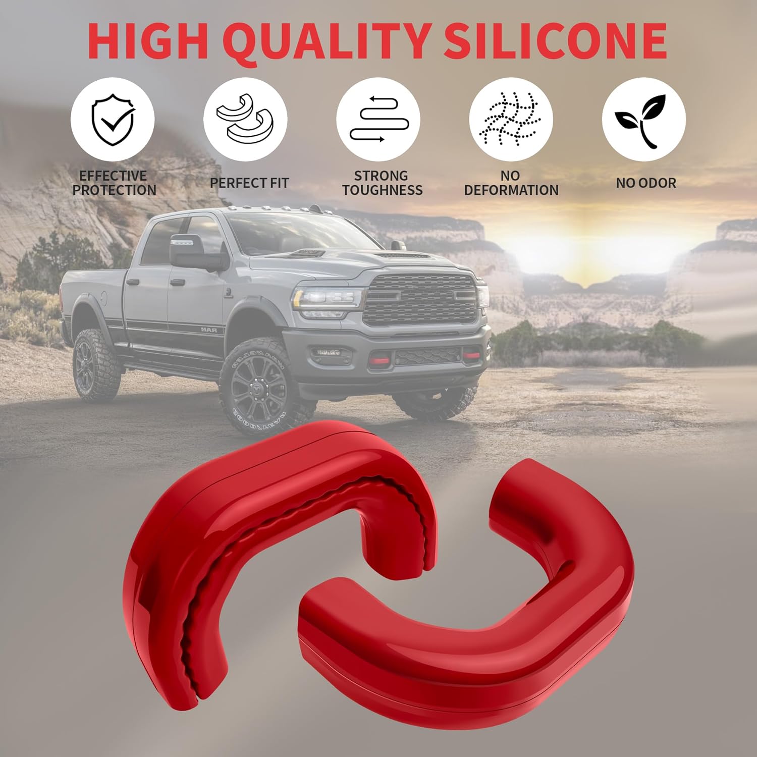 Front Tow Hooks Covers for 2019-2025 RAM 2500/3500, Customized Hitch Cover Compatible with RAM 2500/3500 Accessories (Red)