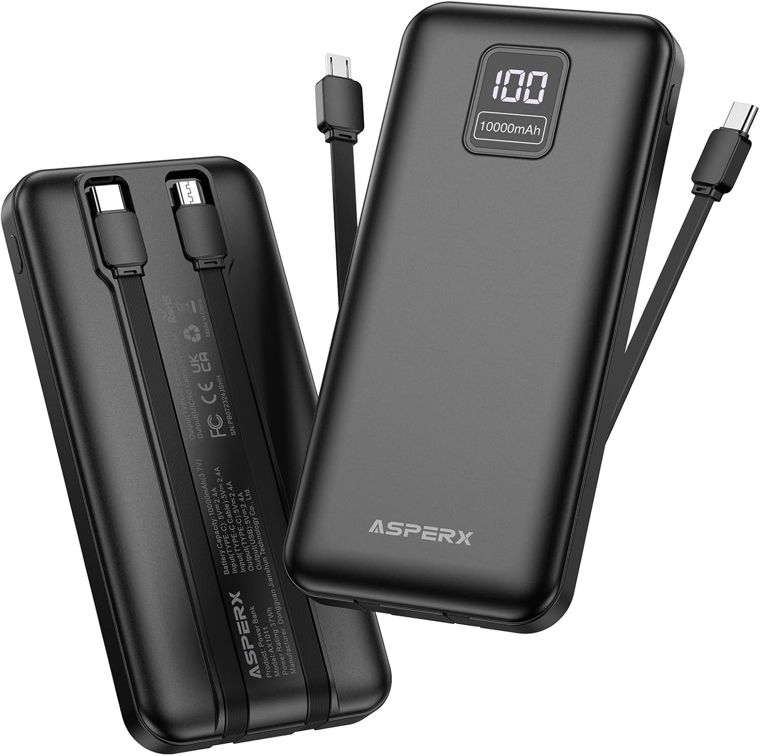 Amazon.com: AsperX 2-Pack 10000mAh Portable Charger with Built-in