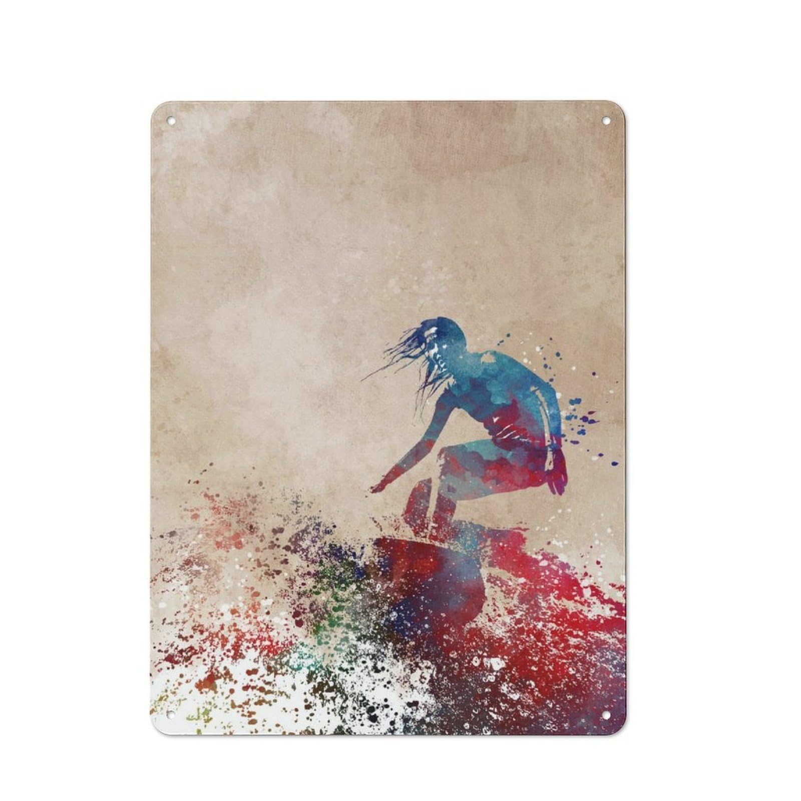 Junmoney Surfer Sport Art Rustic Metal Sign 40X30cm Featuring For Hallway Wall, For Collectors Decorating Hallways And Entrance Areas