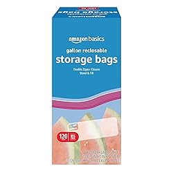 Amazon Basics Reclosable Gallon Food Storage Bags, BPA Free, 120 Count