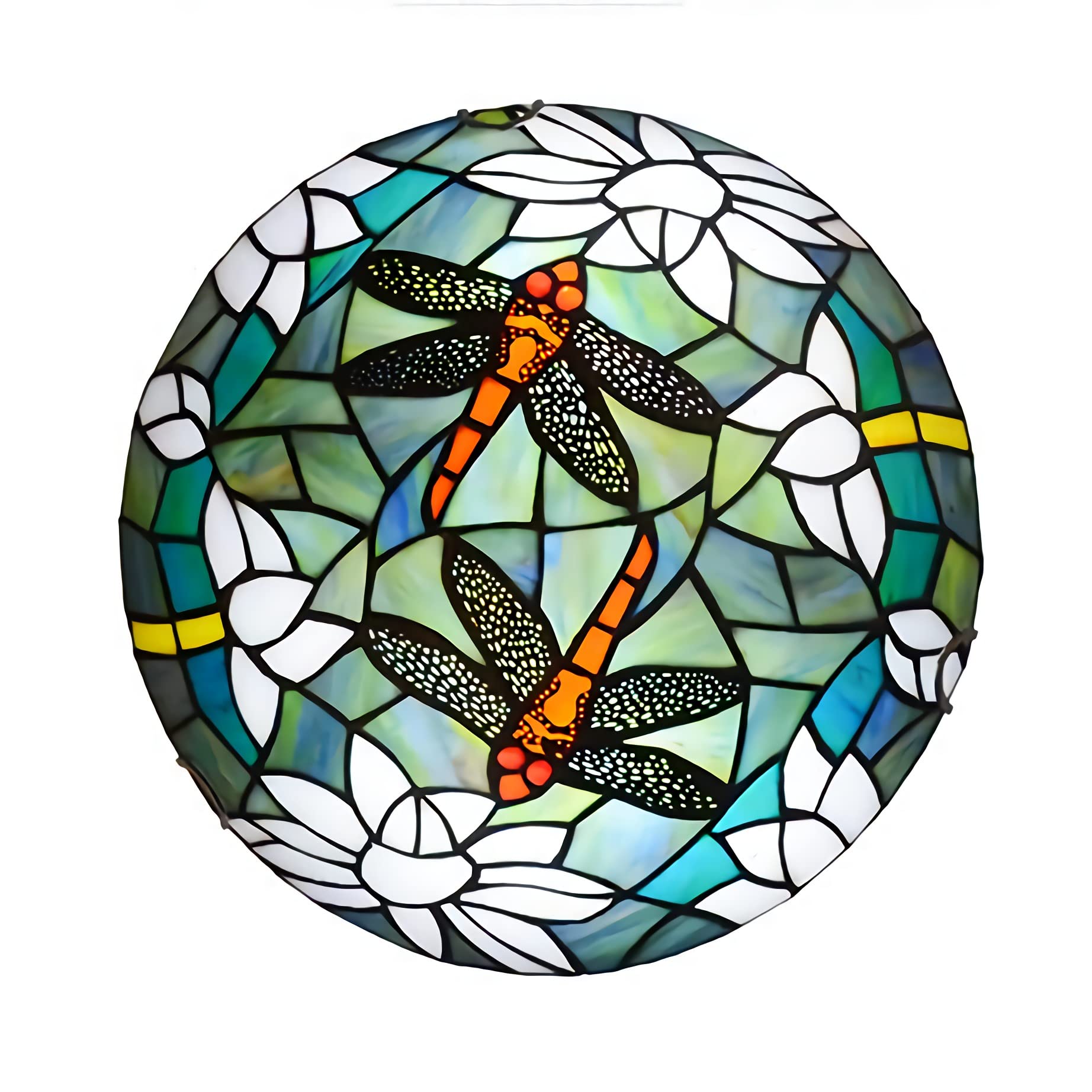 Lámpara de Techo LED, Libélula Plafón Techo LED Lámpara Colgante de Vidrieras Estilo Tiffany 6000K para Sala de Estar Dormitorio Cocina Pasillo,11.8 Inch