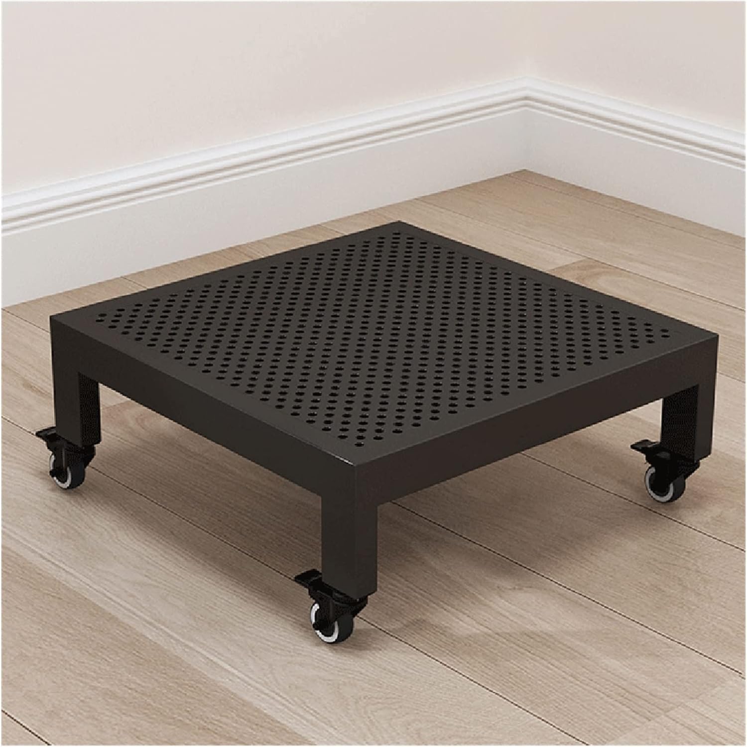 Plant Stand Planter Caddy with Locking Wheels Square Plant Caddy with 360° Lockableer Wheels, Movable Plant Dolly Flower Pot Tray/Gold/50Cm Black-50Cm