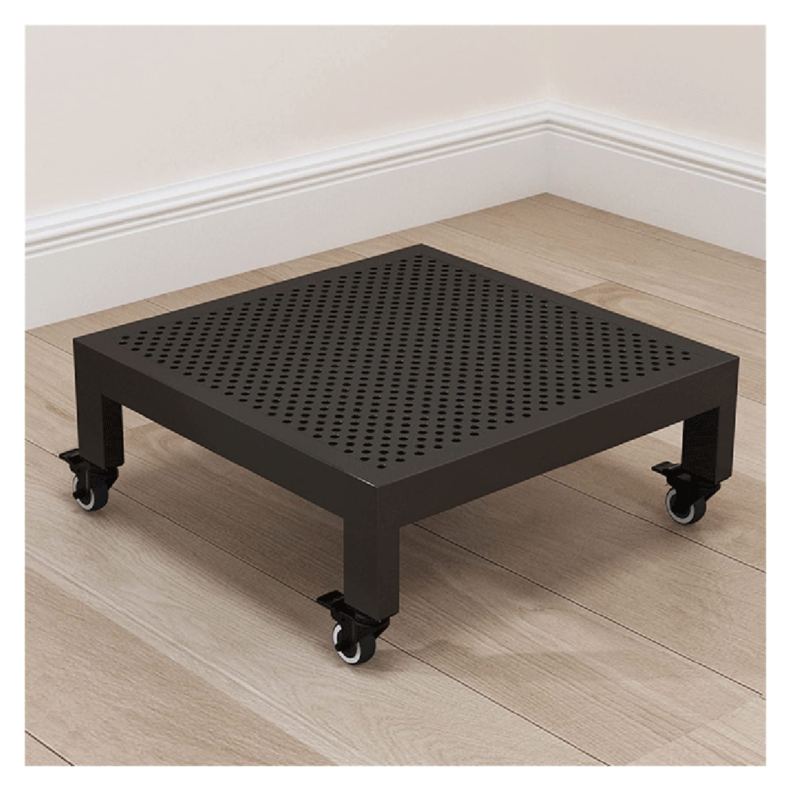 CXVHsertWR rolling plant caddy, Plant Stand Metal Planter Caddy Heavy Duty with Locking Wheels(Black,40cm)