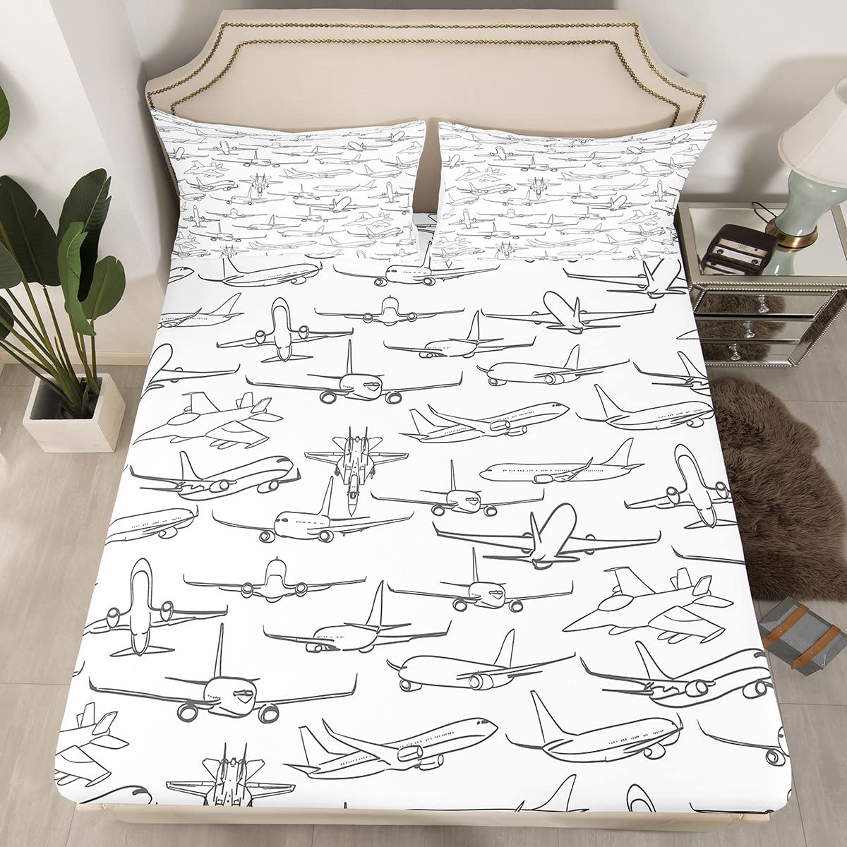 Set Di Lenzuola Per Bambini Con Stampa 3D, Grigio E Bianco, Tasche Profonde Fino A 40 Cm, In Microfibra Traspirante, Sfoderabile, Disponibile In Varie Misure (singolo, Matrimoniale, Queen, King)