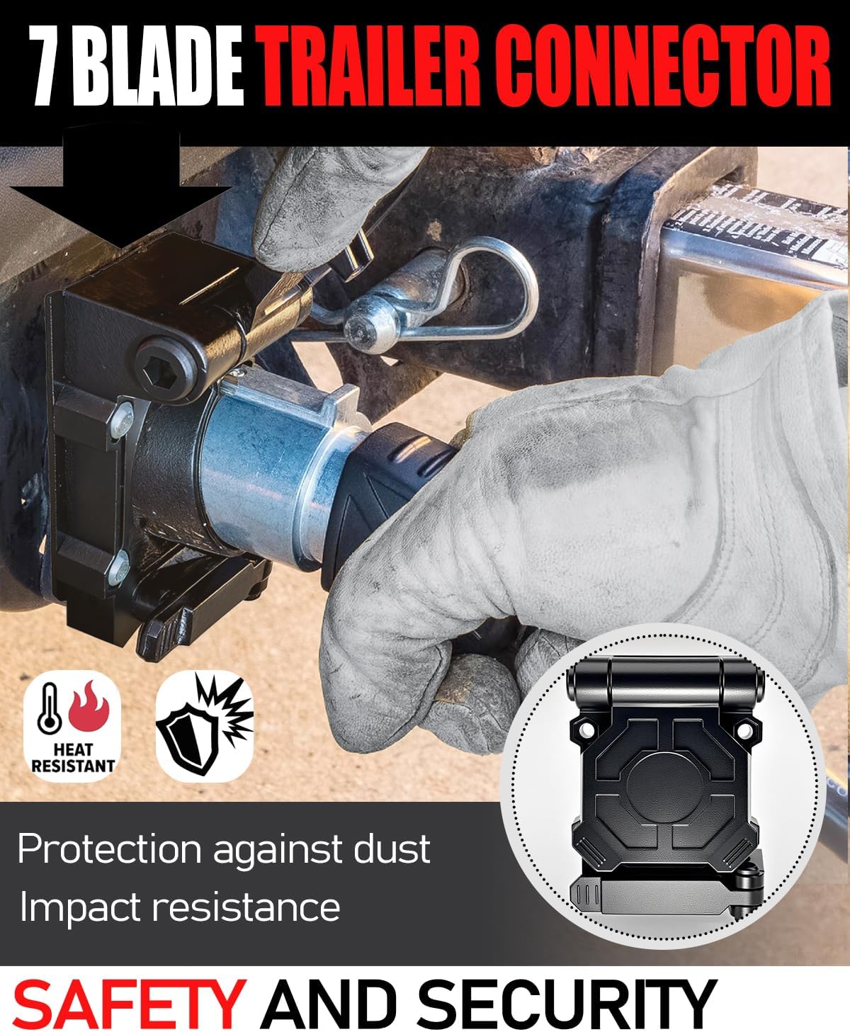 7-Blade and 4-Flat Trailer Wiring Kit (7 & 4 Pin Connector), Multi-Tow Link with Mounting Bracket & 7-Way Plug, OEM Fit for Maximum Weatherproofing, for Trucks, RVs, Utility Trailers