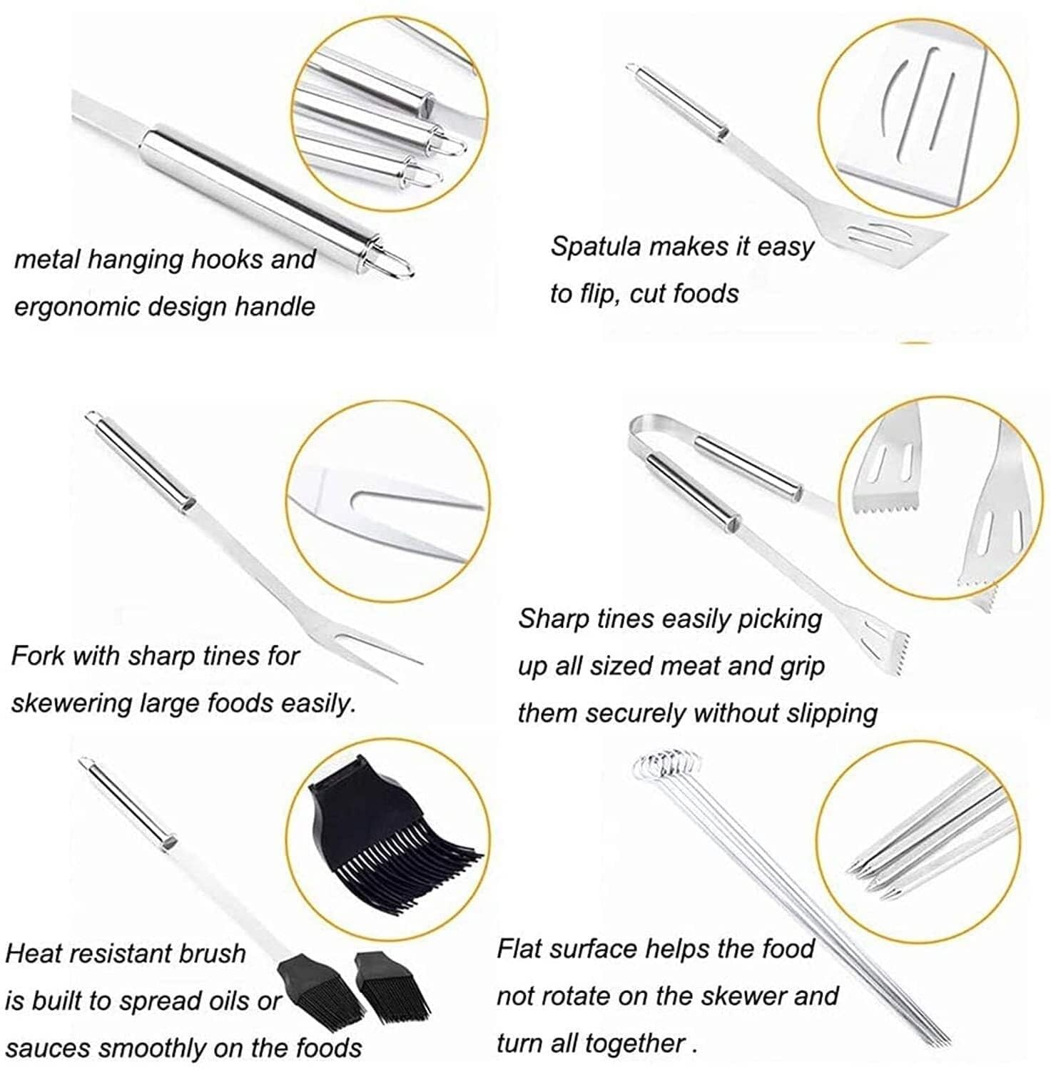 Set di 12 Accessori per Barbecue, Kit di Utensili per Barbecue in Acciaio Inossidabile per Uomini, Donne, Campeggio e Barbecue in Giardino