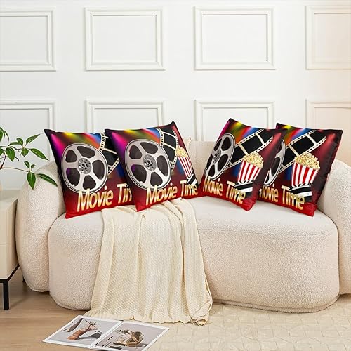 Miniatura 8 de Juego de 2 fundas de almohada reversibles de película para decoración del hogar, diseño de estrellas y pósteres de cine para niños, fundas de