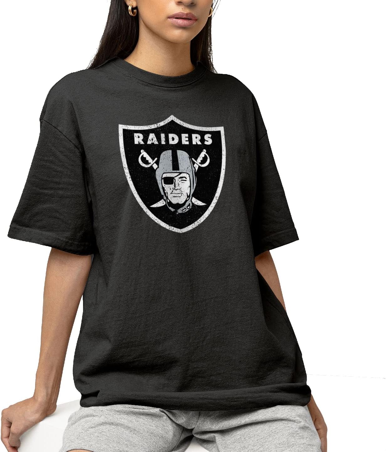 Hybrid Sports NFL - Las Vegas Raiders - Distressed Team Logo - Men's and Women's Short Sleeve T-Shirt - Size X-Large Las Vegas Raiders - Black - Image 2