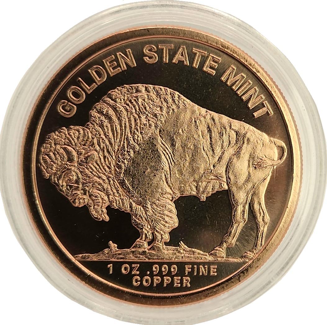 1oz Buffalo Nickel Indian .999 Fine Copper Round Size: 39mm with Capsule