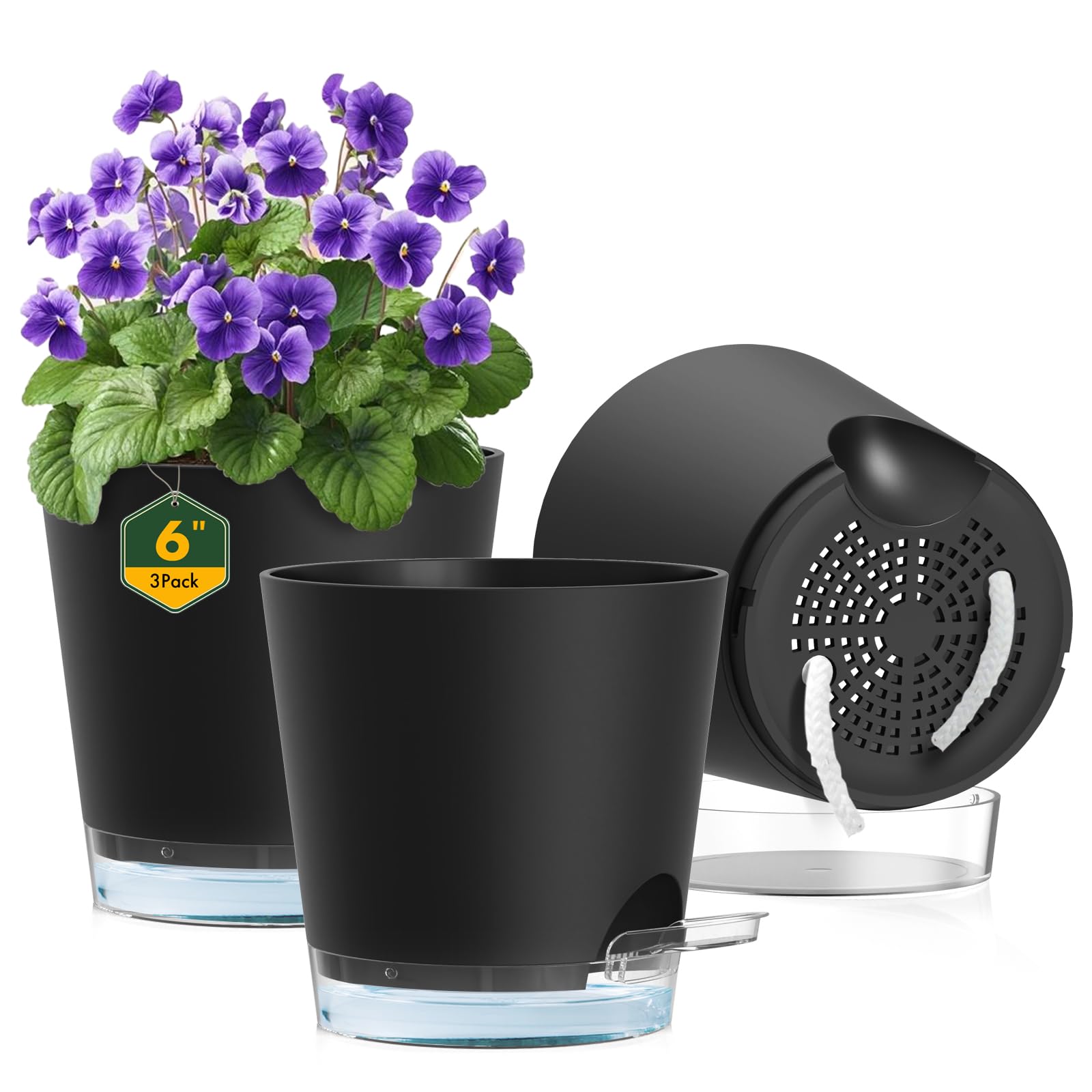 Snapklik.com : Meowell 6 Inch Self Watering Pots For Indoor Outdoor ...