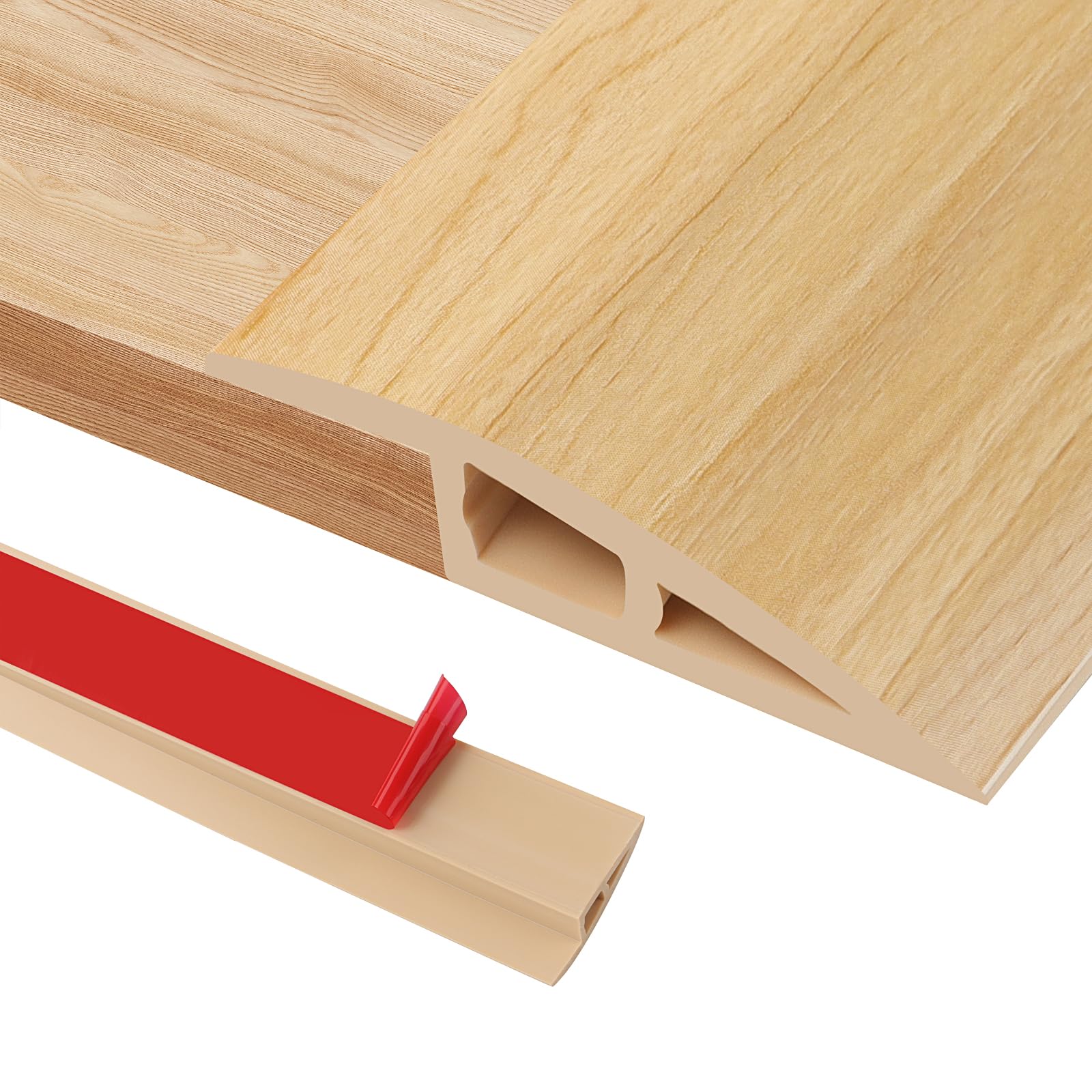100cm Self-Adhesive Carpet Door Strips, PVC Door Threshold Strip for Height 7-10mm Carpet, Laminate Floor and Tile Thresholds, Doorways, Edges and Scooters(A5010,Raw Wood Grain)