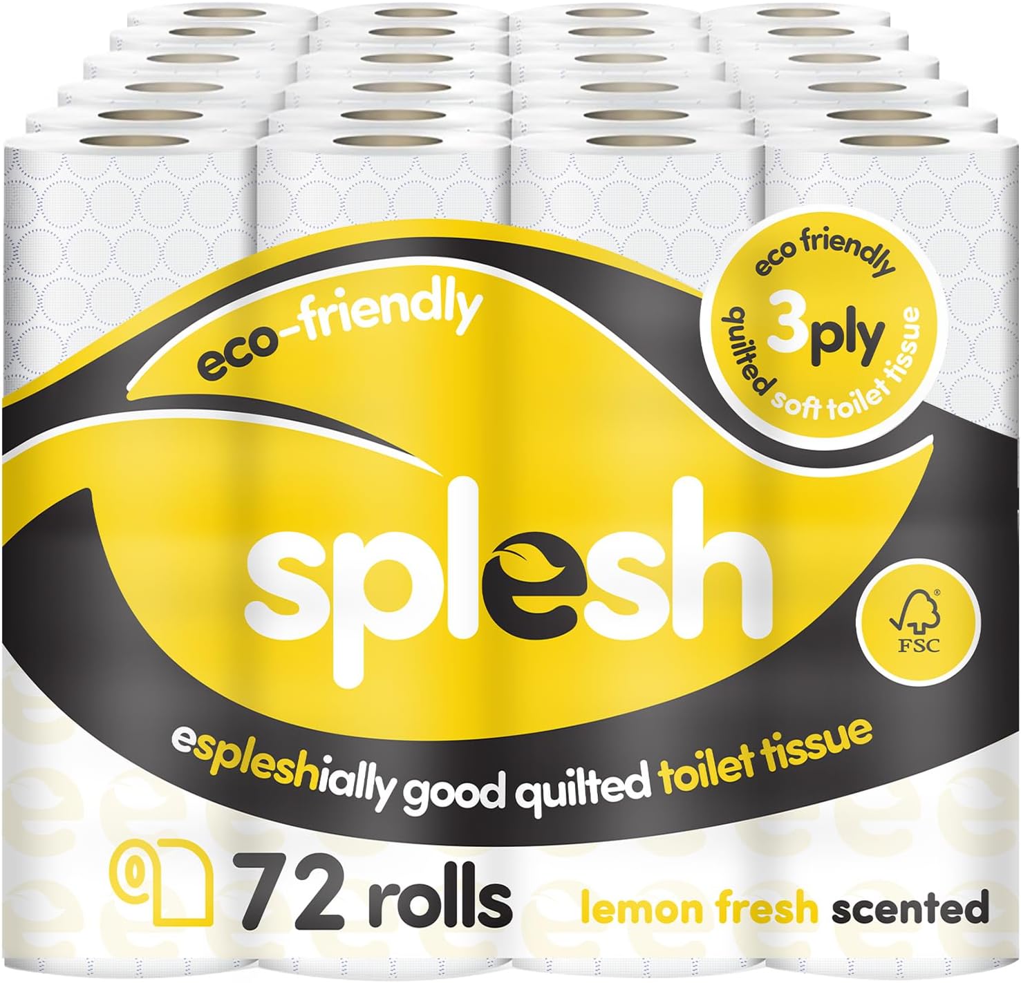 Splesh by Cusheen 3ply Toilet Roll Unscented (72 Pack) Soft, Quilted