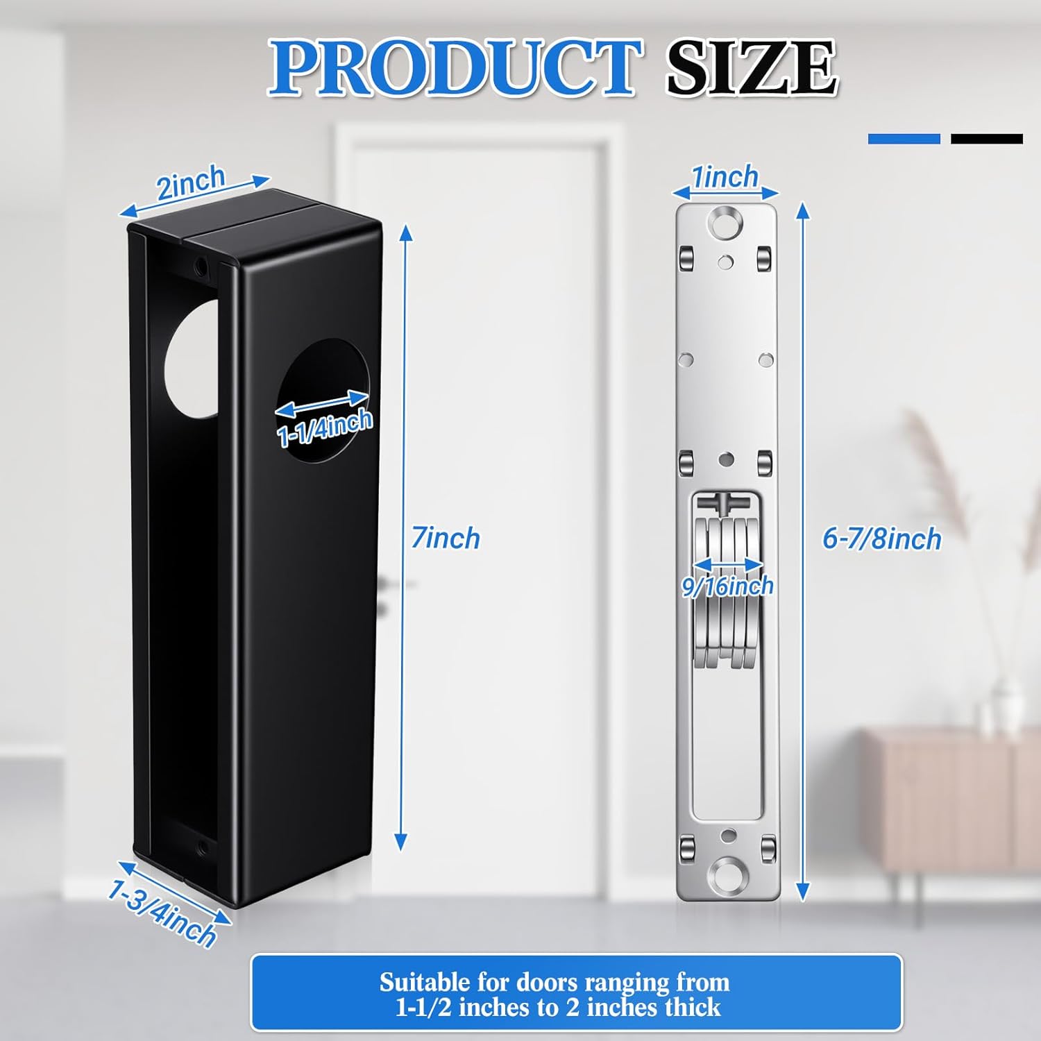 2 Pack Hook Bolt Mortise Lock Weldable Steel Hook Lock 1-1/8" Backset Keyed Sliding Gate Locks Metal Gates Locks Single Cylinder for Rolling Gate Sliding Door Commercial Residential