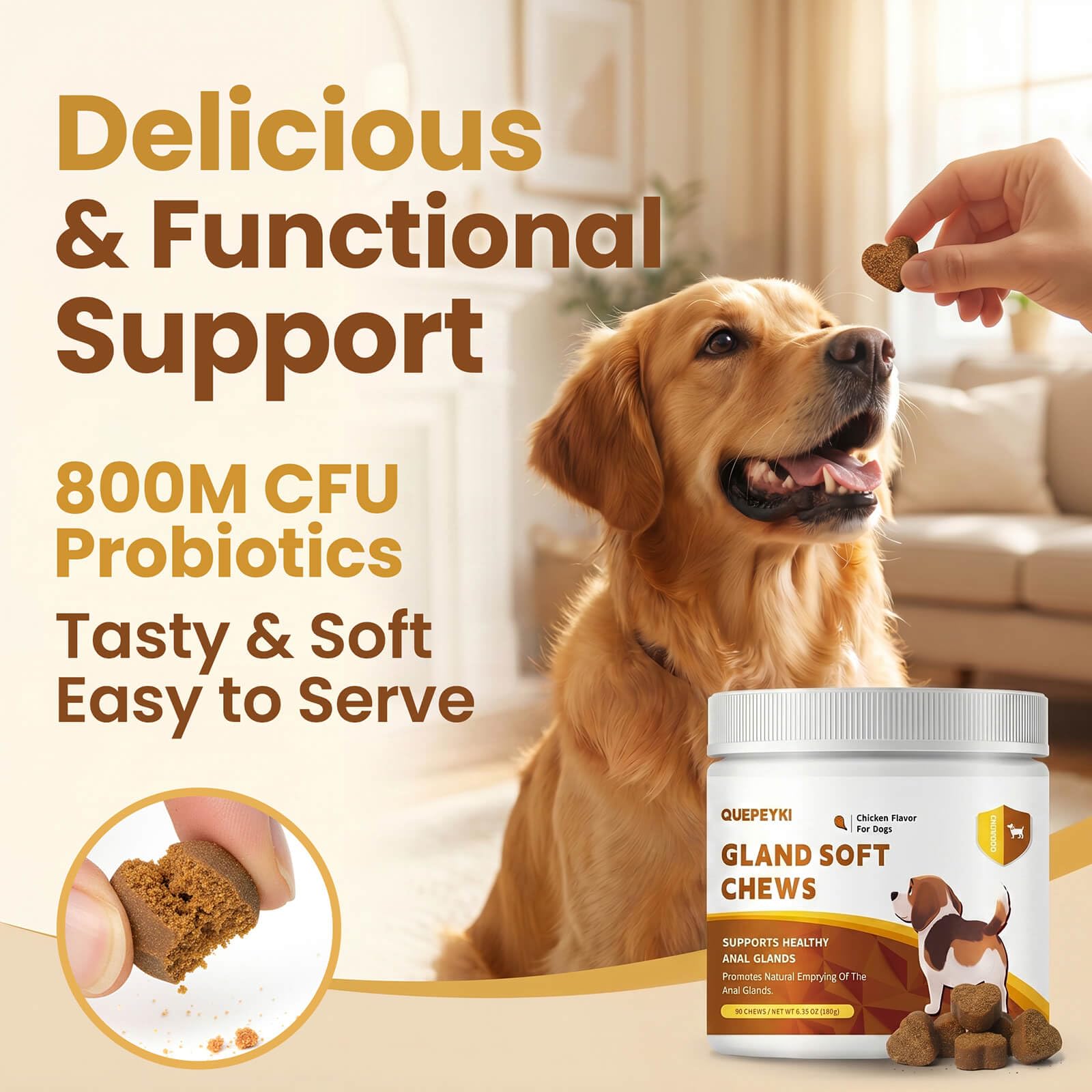 Anal Gland Support Soft Chews for Dogs, 90 Count – Pumpkin Seed Fiber, Psyllium & Dandelion Root with Probiotics (800M CFU) – Supports Firm Stools & Digestive Balance – Chicken & Liver - image 8