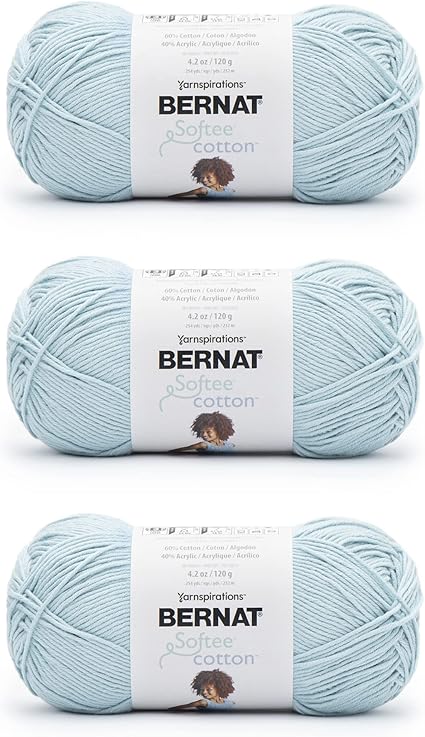 Bernat Softee Cotton Dusk Sky Yarn - 3 Pack of 120g/4.25oz - Nylon - 3 DK (Light) - 254 Yards - Knitting, Crocheting & Crafts