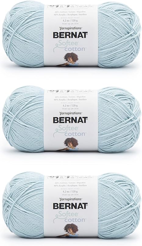 Bernat Softee Cotton Dusk Sky Yarn - 3 Pack of 120g/4.25oz - Nylon - 3 DK (Light) - 254 Yards - Knitting, Crocheting & Crafts