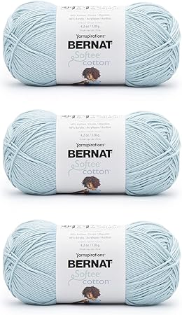 Bernat Softee Cotton Dusk Sky Yarn - 3 Pack of 120g/4.25oz - Nylon - 3 DK (Light) - 254 Yards - Knitting, Crocheting & Crafts