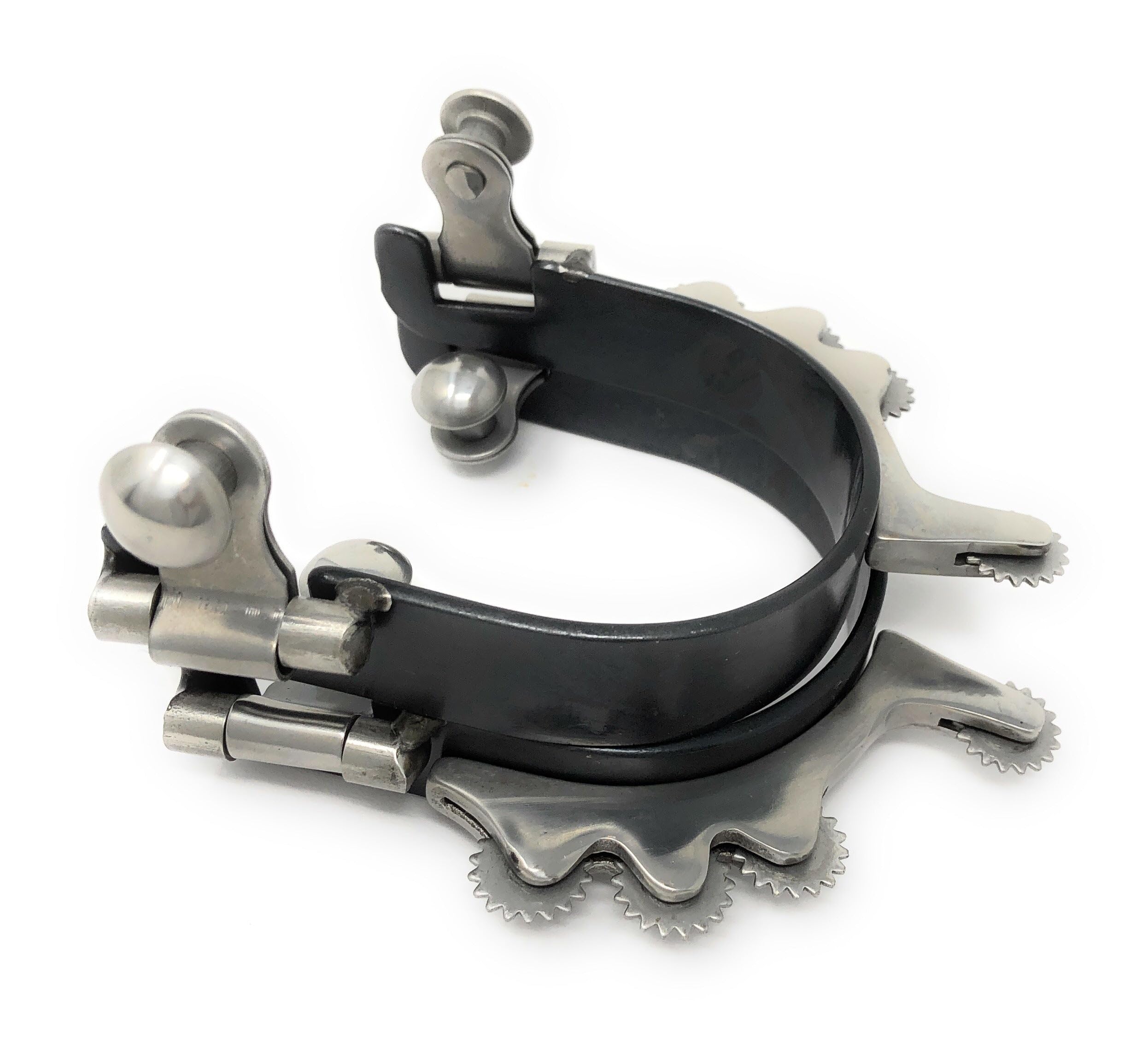 AJ Tack Wholesale Barrel Racing Bumper – Espuelas de hípica con Horizontal rowels Negro Acero
