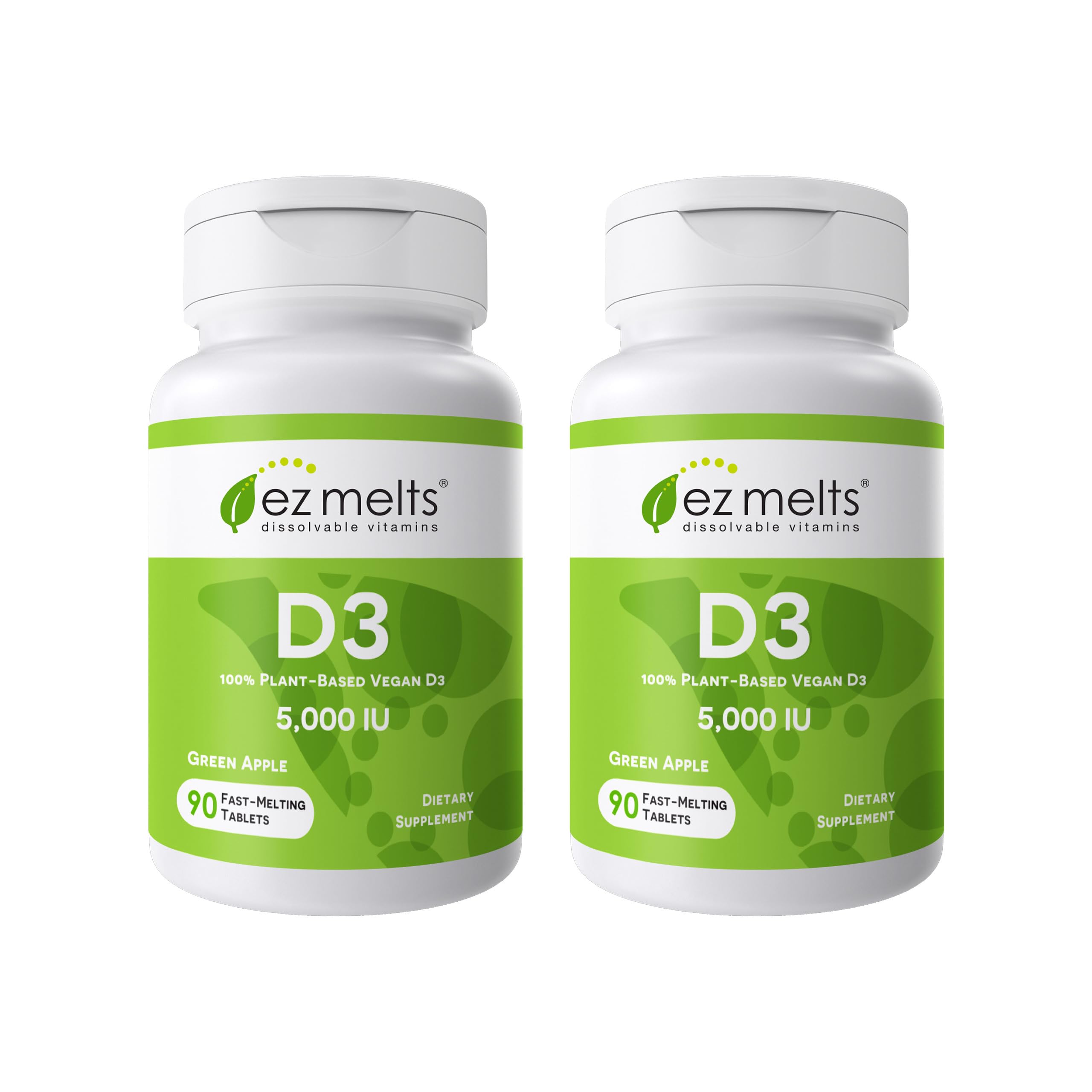 EZ Melts Dissolvable Vitamin D3 5,000 IU, 180 Tablets, Green Apple