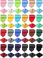 Zhanmai 48PCS Men's Solid Color Necktie & Pocket Square Sets - Satin Ties Handkerchiefs for Wedding, Business, Party (24 Ties + 24 Squares)